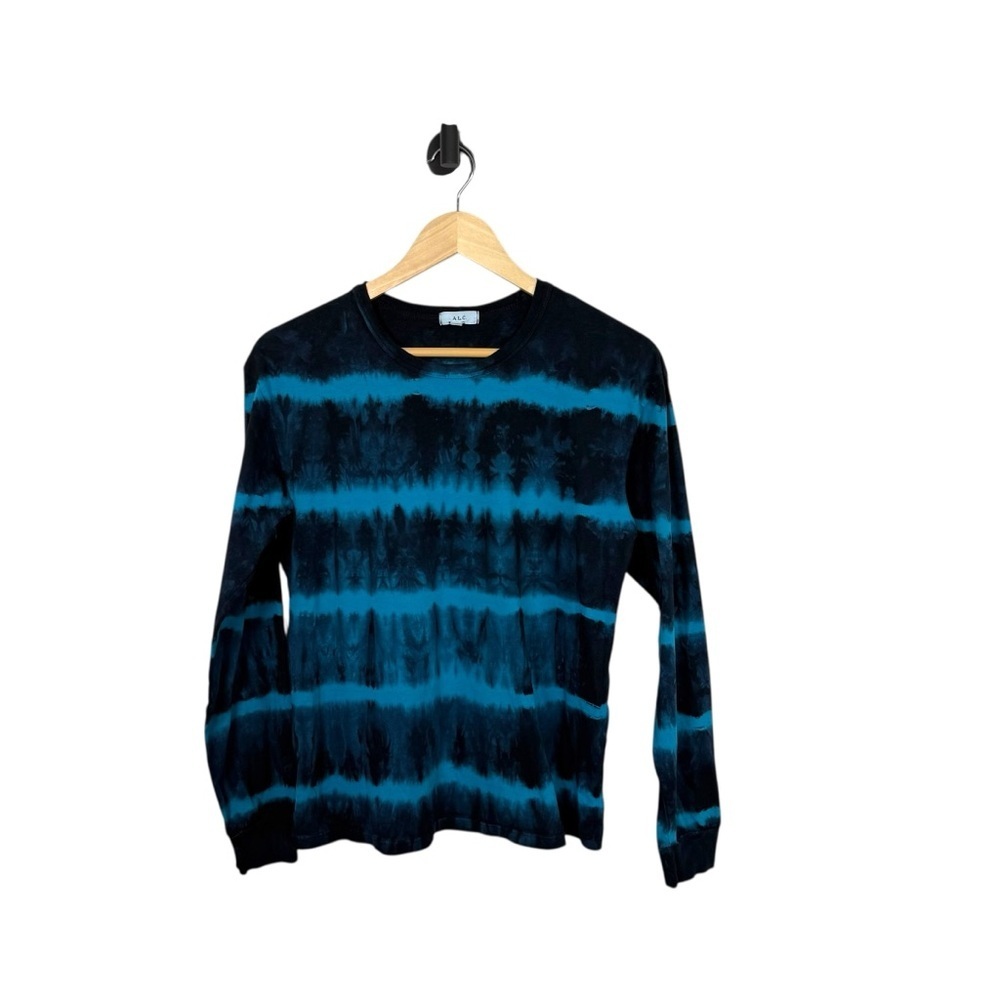 A.L.C. Women’s Tie Dye Crewneck Long Sleeve in Blue/Black Size XS